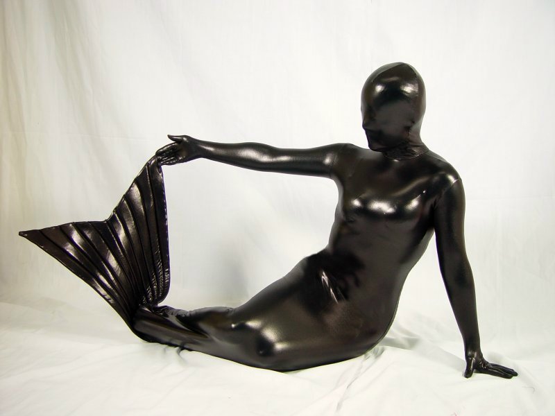 Mermaid Shiny Spandex Zentai Zentai Suit Black